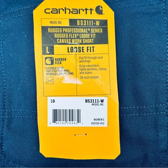Carhartt Rugged Professional Series. Flex Loose Fit Work Shorts, women Size 10. - Picture 3 of 8
